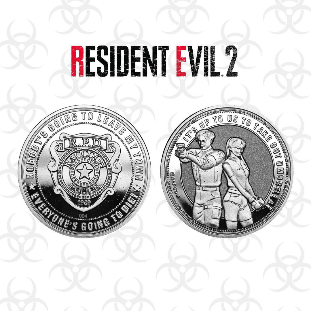 Resident Evil 2 Collectable Coin Raccoon Police Silver Edition