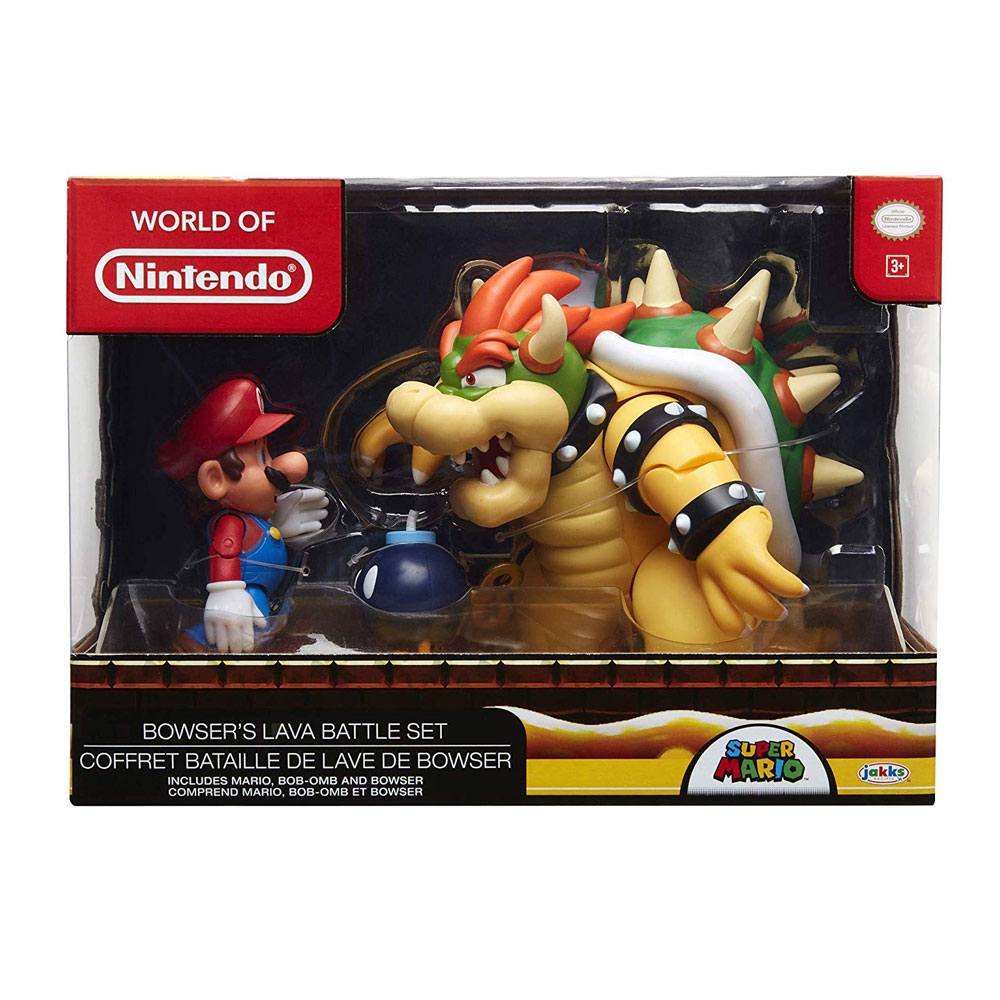 World of Nintendo Action Figure 3-Pack Mario vs. Bowser Lava Battle 6-15 cm