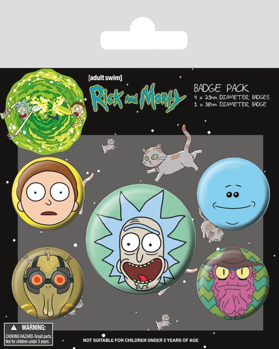 Conjunto de 5 Pins Rick and Morty Heads
