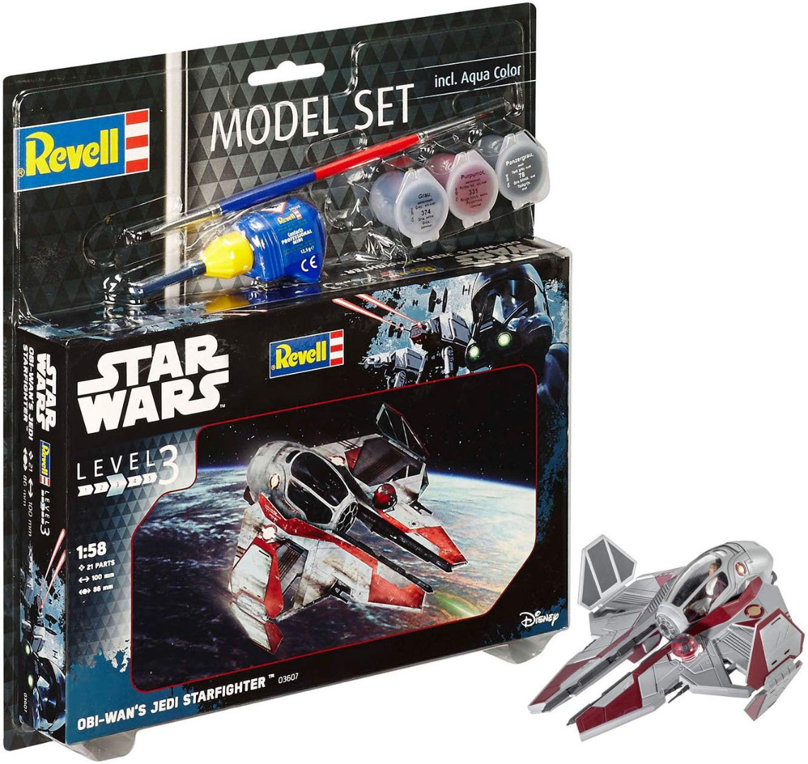 Construção REVELL Model Set Star Wars 1/58 Obi Wan's Jedi Starfighter 10 cm