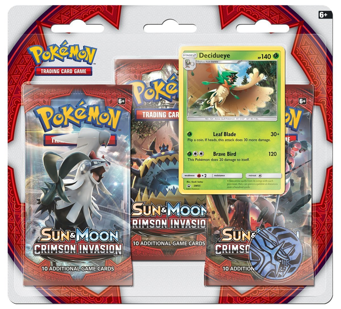 Pokémon Sun and Moon Crimson Invasion 3 Boosters + Carta metal. + Moeda ING