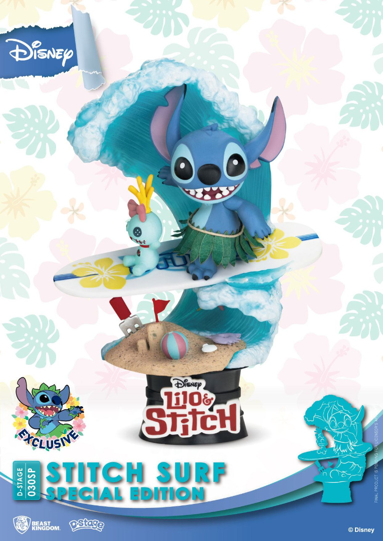 Disney Summer Series D-Stage PVC Diorama Stitch Surf Special Edition 15 cm