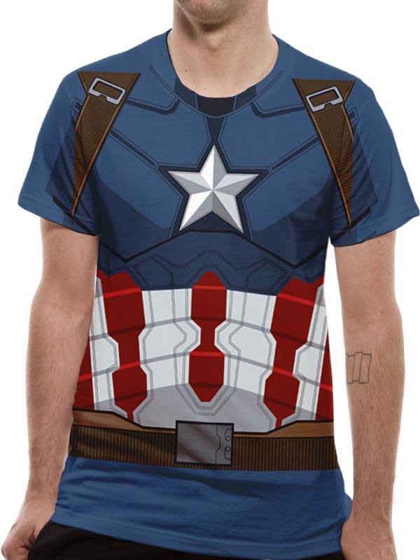 T-Shirt Captain America Sublimation Suit Costume Tamanho M