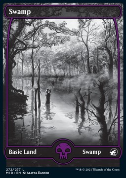 Single Magic The Gathering Swamp (V.1) (MID-272) - English