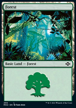 Single Magic The Gathering Forest (V.3) (MH2-490) Foil - English