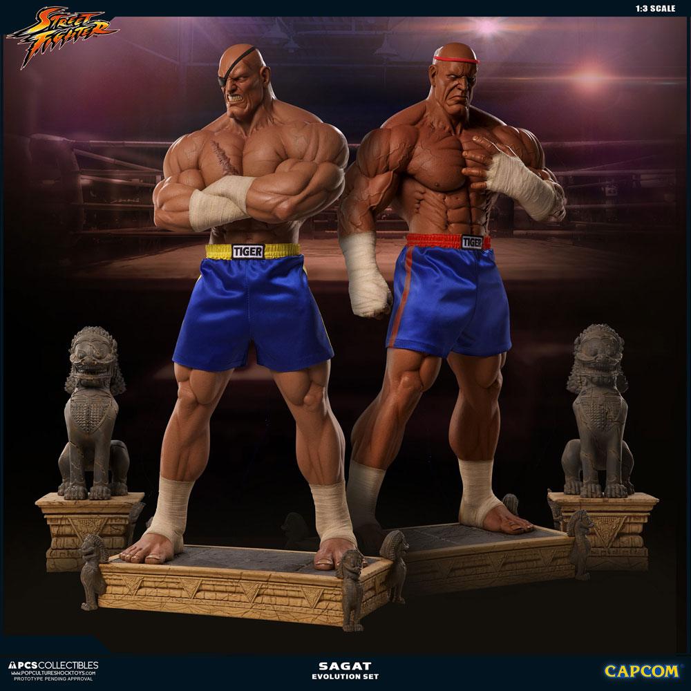 Street Fighter Statues 1/3 Sagat PCS Exclusive Evolution Set 93 cm