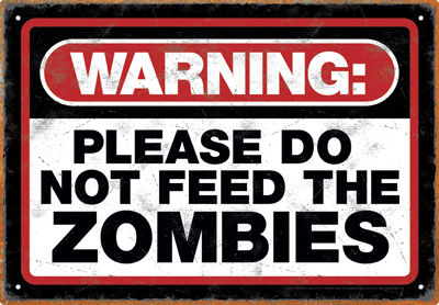 Sinalética Zombie Warning Tin Sign 30 cm