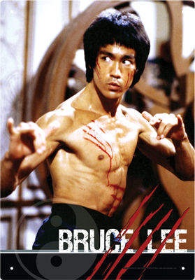 Sinalética Bruce Lee Fight Tin Sign 30 cm